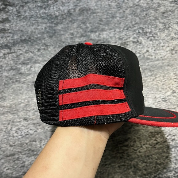 Vintage 90s‎ Rick Marino Three Stripe Mesh Trucker Hat Snapback Cap - Picture 3 of 9